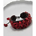 Organic Cotton 'Mosaic' Red Coral Cuff Bracelet (Thailand)