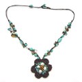 Cotton Rope Turquoise and Pearl Necklace (Thailand)