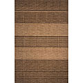 Hand-loomed Brown Rows Wool Rug (8' x 11')