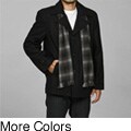 MICHAEL Michael Kors Men's Single-breasted Wool Blend Peacoat with Scarf ...