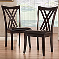 ETHAN HOME Almeria Espresso Double X-back Faux Leather Chairs (Set of 2)