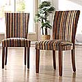 Decor Brown Stripe Print Dining Chairs (Set of 2)