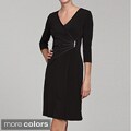 Connected Apparel Women's Starburst Faux-wrap Dress