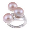 Sterling Silver Pink Freshwater Pearl Bypass Ring (10-12 mm)