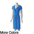 Adi Designs Women's Ruffle V-neck Cap Sleeve Dress