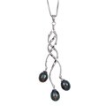 Sterling Silver Twist Black Freshwater Pearl Necklace (6-7 mm)