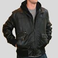 Izod Men's Faux Leather Hooded Bomber Jacket
