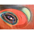 Abstract Red, Black, Green and Blue Original Canvas Painting (Cuba)