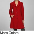 Larry Levine Women's Notch Collar Classic Wool Coat