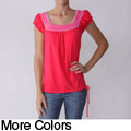 Derek Heart Junior's Reversed A-neck Pastel Two-tone Top
