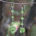 Sterling Silver 'Waterfall' Peridot Cluster Earrings (India)