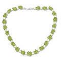 Silver 'Strawberry Lime' Pearl and Peridot Necklace (6-8 mm) (India)