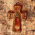 Pinewood 'Guadalupe Queen of Heaven' Decoupage Cross (Mexico)