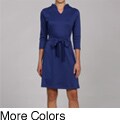 Glamour Women's Belted Mandarian Collar Dress
