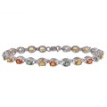 Sterling Silver Green, Orange and Yellow Sapphire Bracelet