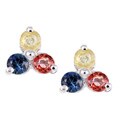 Sterling Silver Yellow, Blue and Orange Sapphire Earrings