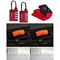 Safe Skies 3-piece Red Strap TSA Luggage Lock Set