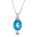 Sterling Silver Oval-cut Blue Topaz Necklace