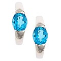 Sterling Silver Oval-cut Blue Topaz Hoop Earrings