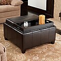 Mansfield Bonded Leather Espresso Tray Top Storage Ottoman