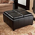 Mason Bonded Leather Espresso Tray Top Storage Ottoman