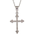 Sterling Silver 1/10ct TDW Diamond Cross Necklace (I-J, I3)