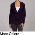 Lauren Hansen Women's Shawl Collar Button Front Ruffle Jacket