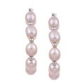 Sterling Silver Pink Freshwater Pearl and Bead Hoop Earrings (7-9 mm)