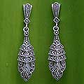 Sterling Silver Marcasite 'Thai Glamour' Drop Earrings (Thailand)