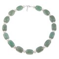 White Freshwater Pearl and Green Aventurine Bead Necklace (8-9 mm)