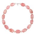 White Freshwater Pearl and Cherry Quartz Glass Bead Necklace (8-9 mm)