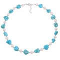 White Freshwater Pearl and Baroque Turquoise Bead Necklace (7-8 mm)