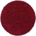 Hand-woven Burgundy Chenille Shag Rug (3' Round)