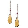 Dyach Sterling Silver Briolette Champagne Quartz and Ruby Leverback Earrings