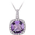 Glitzy Rocks Sterling Silver 10.35 CTW Amethyst and Cubic Zirconia Necklace