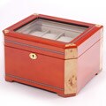 Glass Top Walnut Finish Watch Box