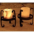 Set of 2 Cylinder Alabaster and Iron Candle Holders (Egypt)