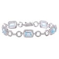 Sterling Silver Blue Topaz and Diamond Accent Link Bracelet