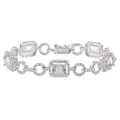 Sterling Silver Green Amethyst and Diamond Accent Link Bracelet