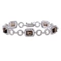 Sterling Silver Smokey Quartz and Diamond Accent Link Bracelet