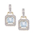 Gold over Silver Blue Topaz and Diamond Accent Dangle Earrings