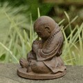 Brown Stone Baby Buddha Monk Sculpture (Indonesia)