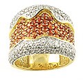 14k Yellow Gold Orange Sapphire and 1 1/4ct TDW Diamond Ring (H-I, I1)