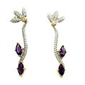 14k Yellow Gold Amethyst and 1 1/10ct TDW Diamond Floral Earrings (H-I, I2)