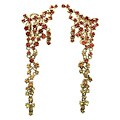 14k Yellow Gold Yellow and Orange Sapphires Dangle Waterfall Earrings