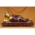 Brass Antiqued Reclining Buddha Statue (India)