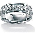 Neno Buscotti 10k White Gold Men's Weave Design Milligrain Band (6 mm)