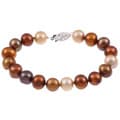 DaVonna Silver Multi-colored FW Pearl Bracelet (9-10mm)