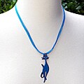 Enamel Precious Purrs Blue Cat Necklace (Chile)