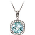 Glitzy Rocks Sterling Silver 3 1/3 CTW Blue Topaz and Diamond Accent Square ...